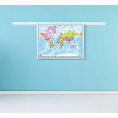 Whiteboard  kaart Wereld | 90 x 120 cm 