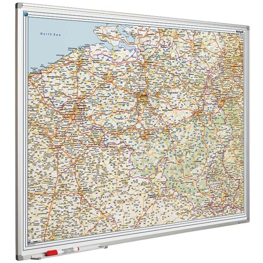 Wegenkaart Belgie en Luxemburg op magnetische whiteboard-1