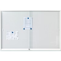 thumb-Binnenvitrine wit met plexiglas schuifdeuren en magnetisch whiteboard-1