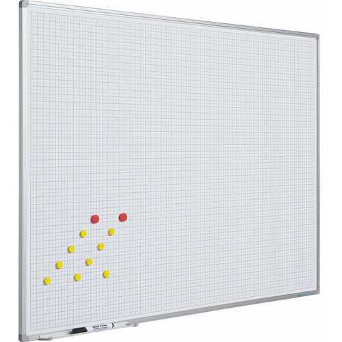 Whiteboard met ruitjes van 2 x 2 cm. 
