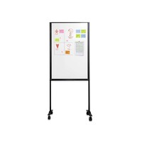 thumb-Verrijdbaar wit whiteboard in zwart frame met wielen-1