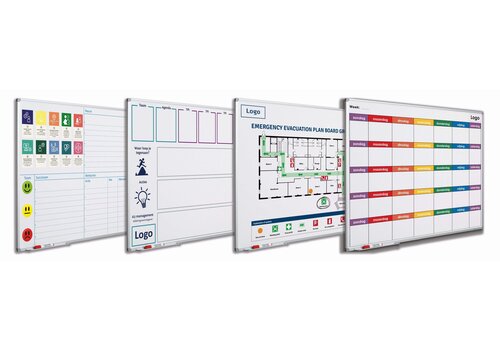 Whiteboard naar eigen ontwerp met 8 mm. Softline profiel 