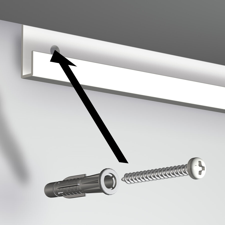 Artiteq Classic Rail wit-RAL 9010, schilderij ophangsysteem voor aan de galerie wand. Draagkracht 20kg/m, 5 lengtes van 2 meter.-5
