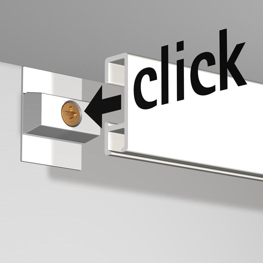 Artiteq Click Rail wit, RAL 9010.  Schilderij ophangsysteem voor bevestiging aan de wand met de makkelijke Click&Connect clips.-8