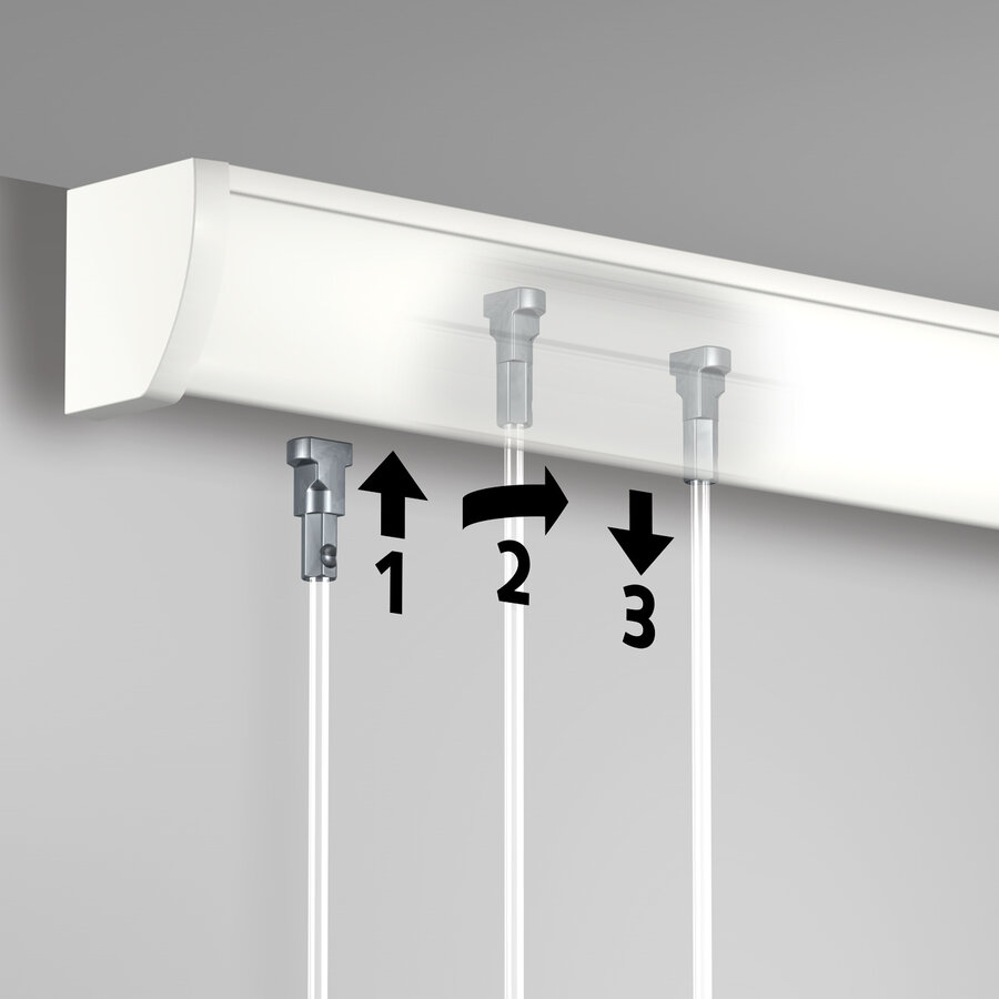 Artiteq Up Rail wit-RAL 9016 primer, Schilderij Ophangsysteem voor aan het plafond, 5 lengtes van 2 meter.-6