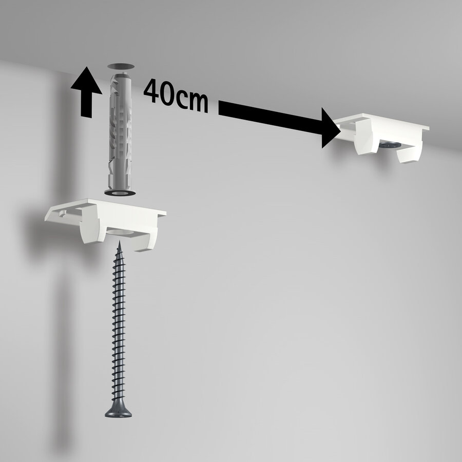 Artiteq Up Rail wit-RAL 9016 primer, Schilderij Ophangsysteem voor aan het plafond, 5 lengtes van 2 meter.-3