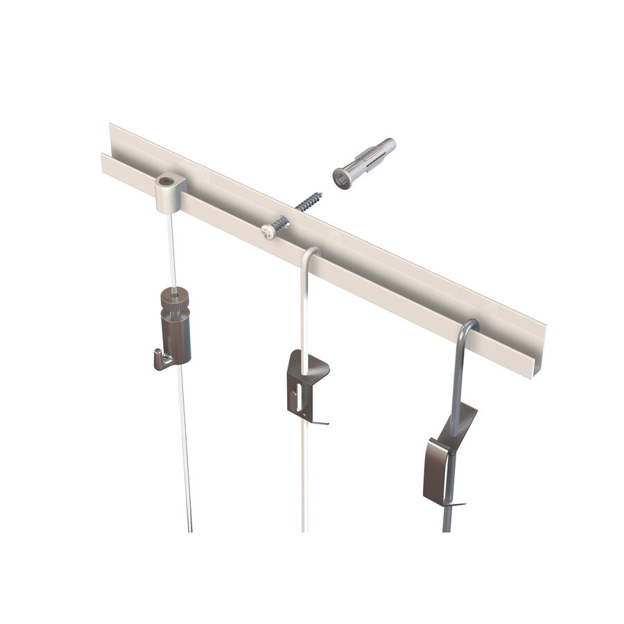 Artiteq Classic Rail 3 mm. ronde stalen witte ophangstang 20 kg. 200 cm.-2