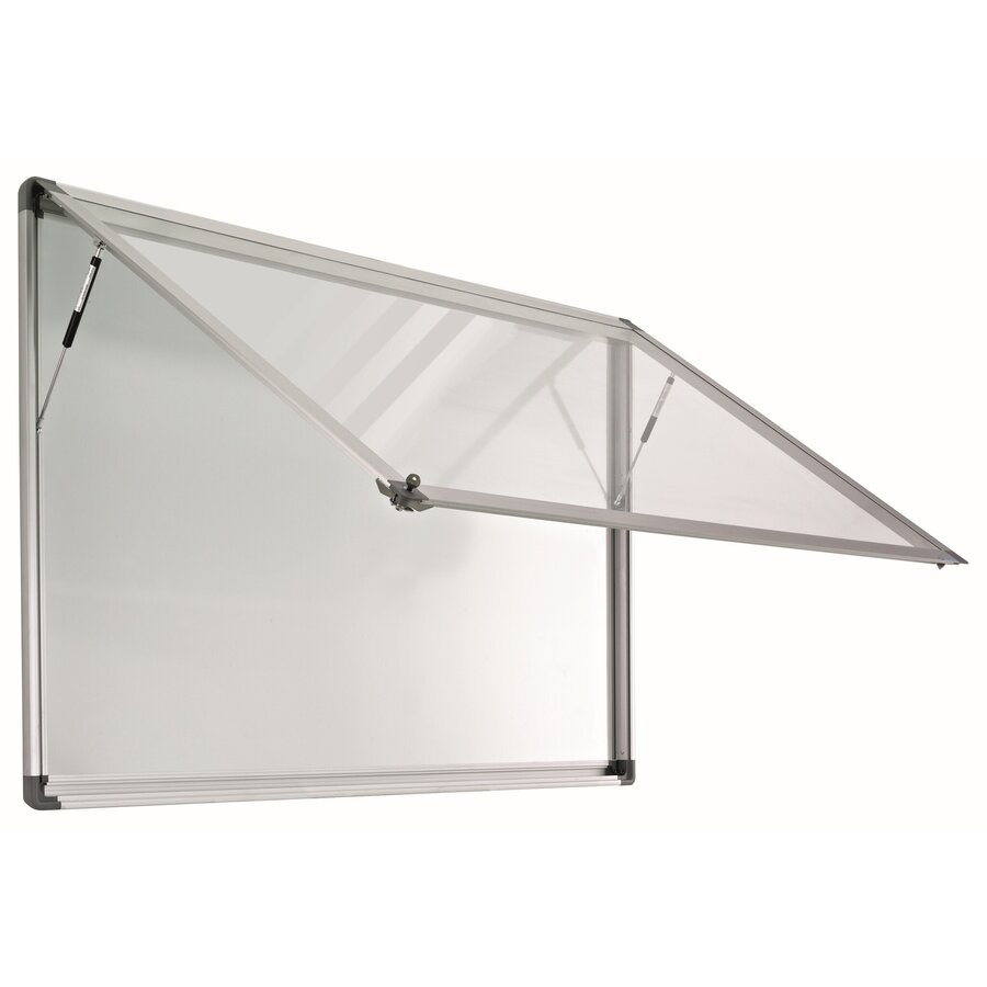 Binnen-buiten wit vitrine Recto met veiligheidsglas en gasveer | 90 x 169 cm-3