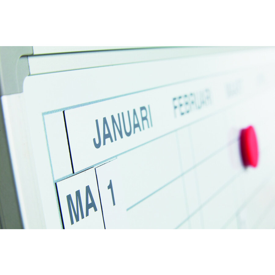 Whiteboard met planbord voor een geheel jaar met magnetische dag en maand stroken.-2