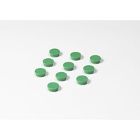 Ronde groene memo magneten met een diameter van 20 mm. | 10 stuks