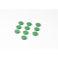 Ronde groene memo magneten met een diameter van 25 mm. | 10 stuks