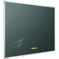 thumb-Krijtbord grijs emailstaal met zwart aluminium Softline profiel, 90 x 120 cm-5