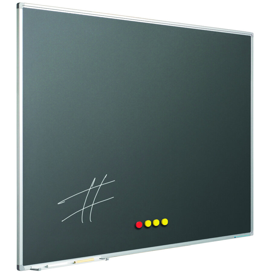 Krijtbord grijs emailstaal met zwart aluminium Softline profiel, 90 x 120 cm-5