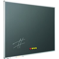 thumb-Krijtbord grijs emailstaal met zwart aluminium Softline profiel, 120 x 240 cm-1