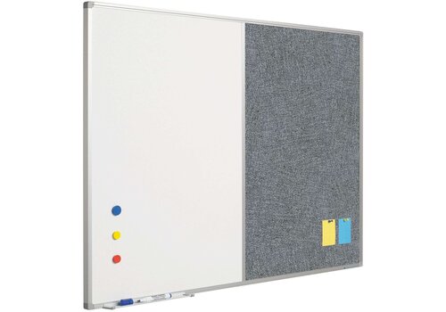 White-, en prikbord met Softline profiel  60 x 90 cm. 