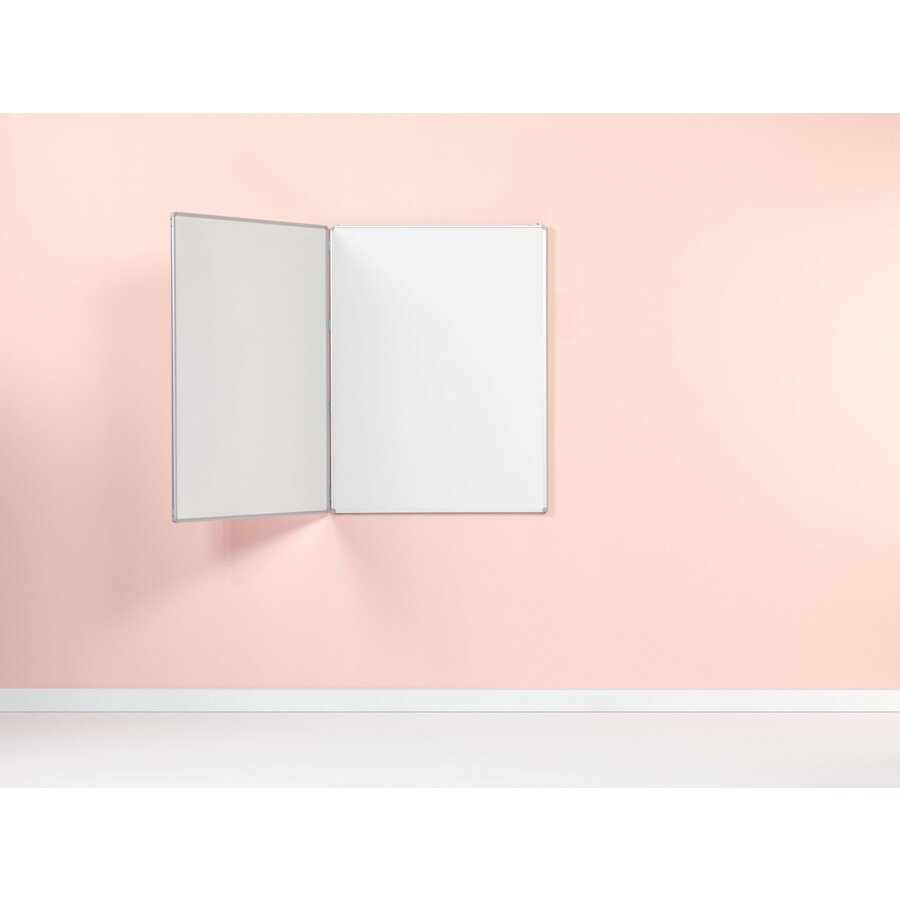 Drievlaks whiteboard exclusief onderstel, afmeting 90 x 120 cm.-2