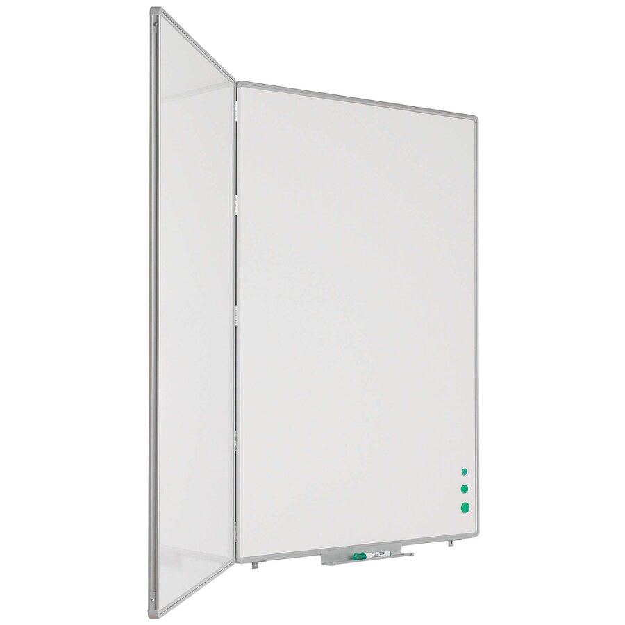 Drievlaks whiteboard exclusief onderstel, afmeting 90 x 60 cm.-2