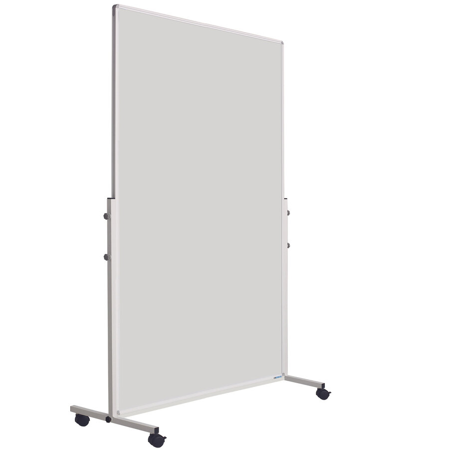 Verrijdbaar dubbelzijdig whiteboard met wit onderstel en wielen, afmeting 180 x 75 cm.-5
