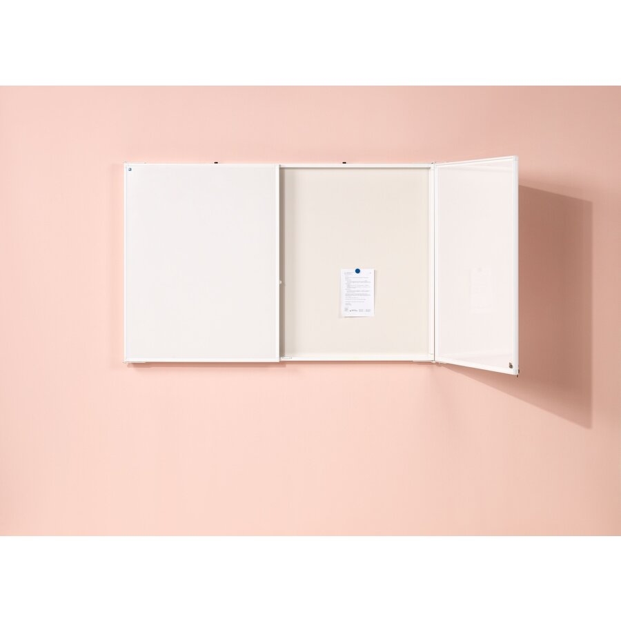 Afsluitbare kast met whiteboard, flipover en projectiescherm 4:3, 120 x 165 cm.-4