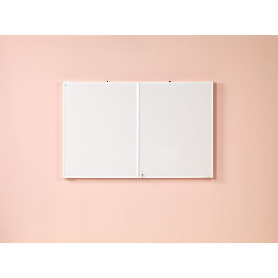 Afsluitbare kast met whiteboard, flipover en projectiescherm 4:3, 120 x 165 cm.-1