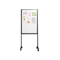 thumb-Verrijdbaar dubbelzijdig wit emailstalen whiteboard in zwart frame met wielen, afmeting: 120 x 75 cm.-1