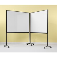 thumb-Verrijdbaar dubbelzijdig wit emailstalen whiteboard in zwart frame met wielen, afmeting: 120 x 75 cm.-2