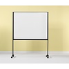 Smit-Visual Verrijdbaar dubbelzijdig wit emailstalen whiteboard in zwart frame met wielen, afmeting: 120 x 150 cm.