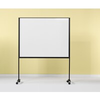 thumb-Verrijdbaar dubbelzijdig wit emailstalen whiteboard in zwart frame met wielen, afmeting: 120 x 150 cm.-1