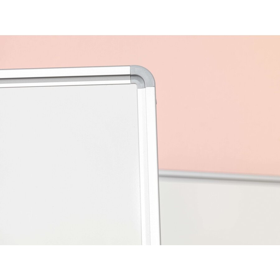 Vijfvlaks wit emailstalen dubbelzijdig whiteboard, inklapbaar. Afmeting: 90 x 120 cm..-5