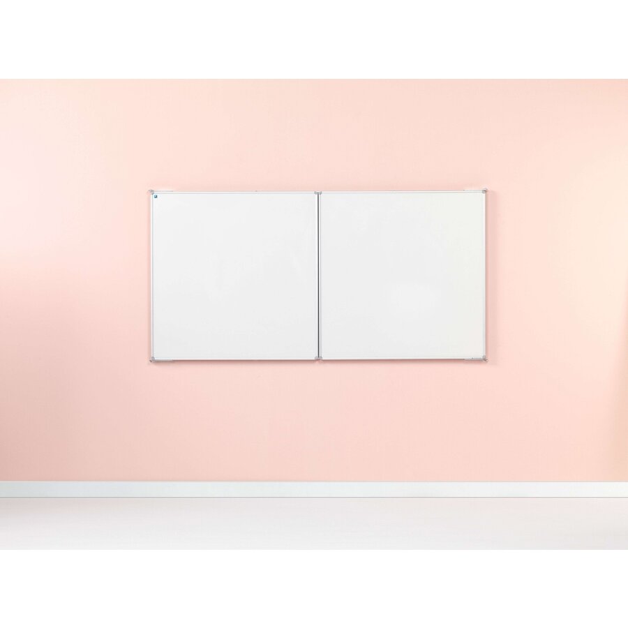 Vijfvlaks wit emailstalen dubbelzijdig whiteboard, inklapbaar. Afmeting: 120 x 150 cm.-3