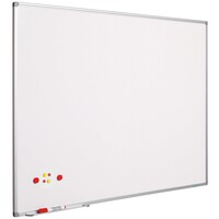 thumb-Whiteboard van wit gelakt staal met aluminium kleurig Softline profiel, 90 x 120 cm.-1