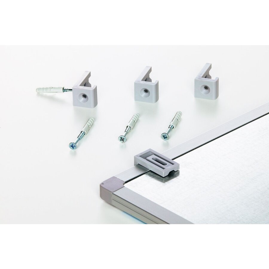 Whiteboard van wit gelakt staal met aluminium kleurig Softline profiel, 90 x 120 cm.-4