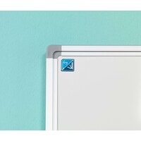 thumb-Whiteboard van wit gelakt staal met aluminium kleurig Softline profiel, 100 x 150 cm.-3
