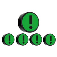 Memo magneet groen met het symbool "Uitroepteken" set van 5 stuks. Diameter 35 mm.