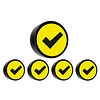Smit-Visual Memo magneet geel met het symbool "Check" set van 5 stuks. Diameter 35 mm.