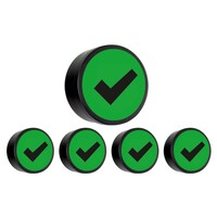 Memo magneet groen met het symbool "Check" set van 5 stuks. Diameter 35 mm.