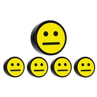 Memo magneet geel met het symbool "Smiley" set van 5 stuks. Diameter 35 mm.