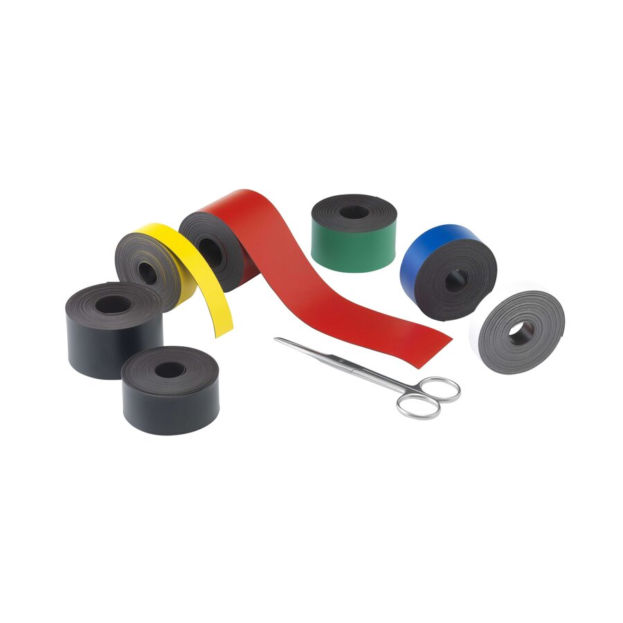 Rol van 15 meter zwart magneetband voor het maken van een indeling op een planbord, breedte 20 mm.-2