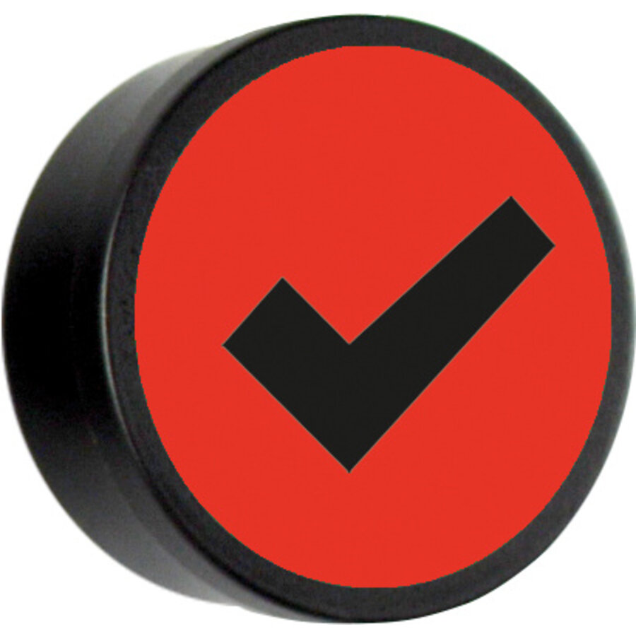 Memo magneet rood, met het symbool "Check" set van 5 stuks. Diameter 35 mm.-2
