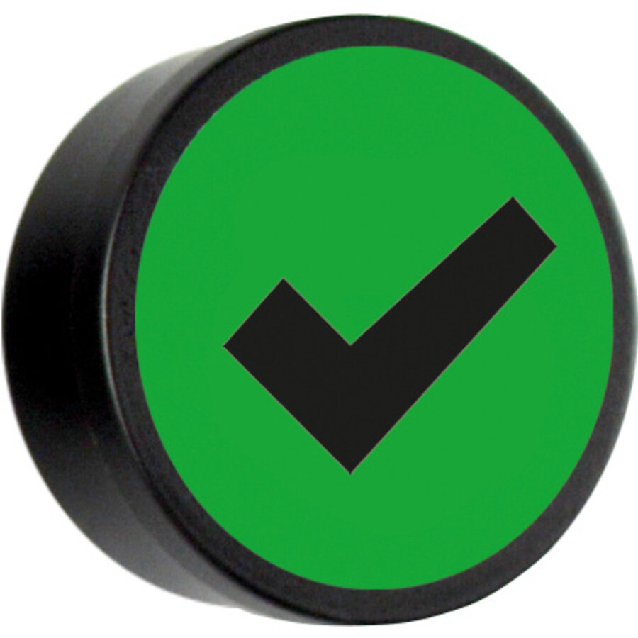 Memo magneet groen met het symbool "Check" set van 5 stuks. Diameter 35 mm.-2