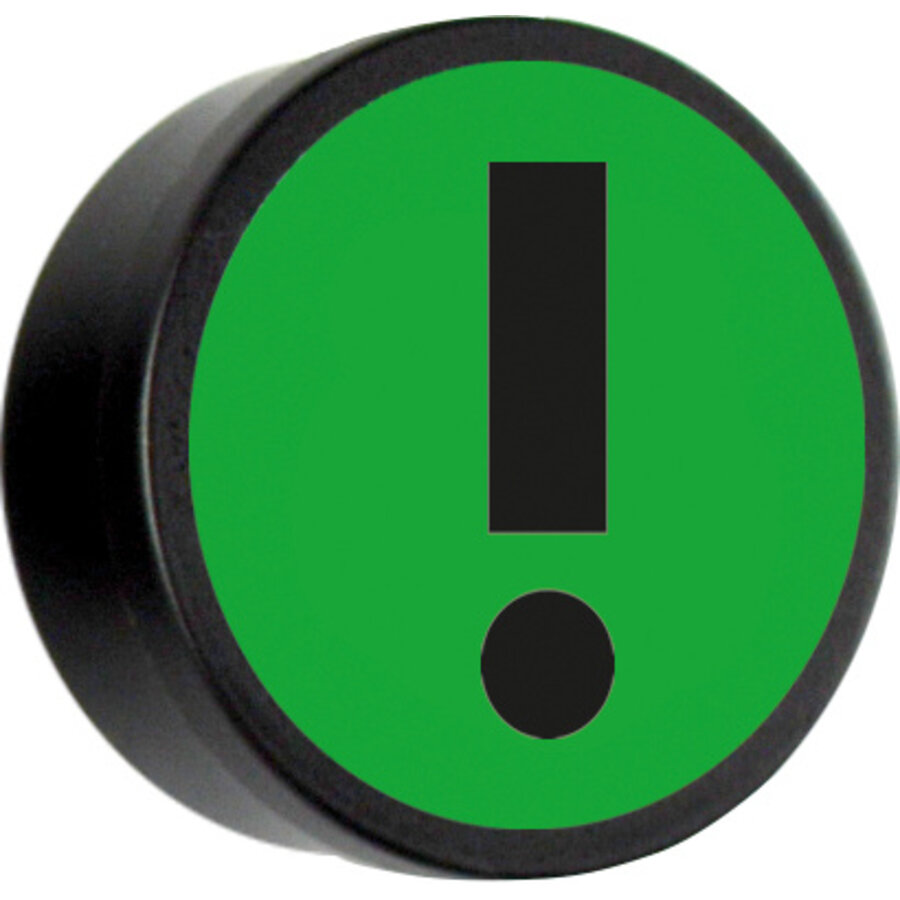 Memo magneet groen met het symbool "Uitroepteken" set van 5 stuks. Diameter 35 mm.-2