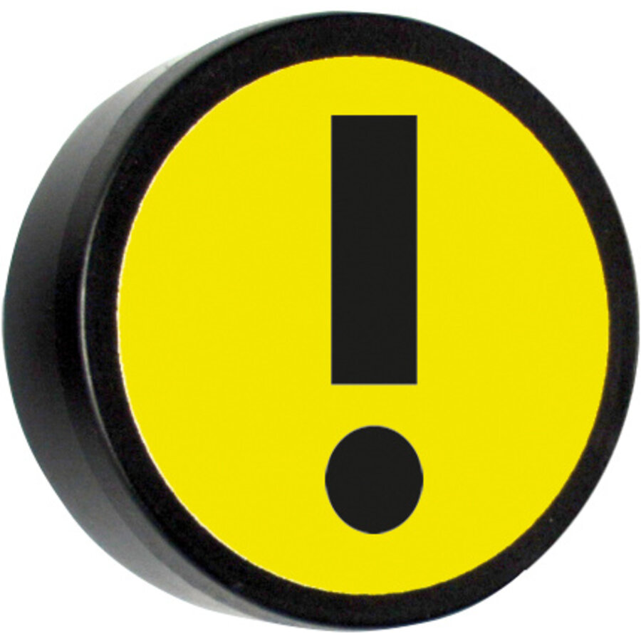 Memo magneet geel met het symbool "Uitroepteken" set van 5 stuks. Diameter 35 mm.-2