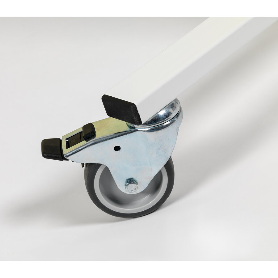 Kantelbaar groen email stalen krijtbord op wielen en frame, afmeting 90 x 120 cm.-5