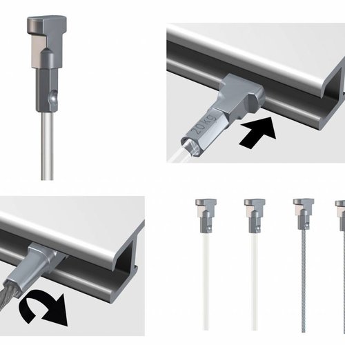 Koorden en stangen, 2 mm. voor schilderijrails