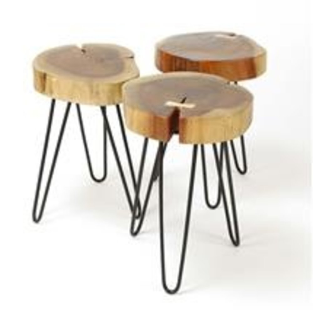 Side Table Log Solid Acacia Wood Furnwise