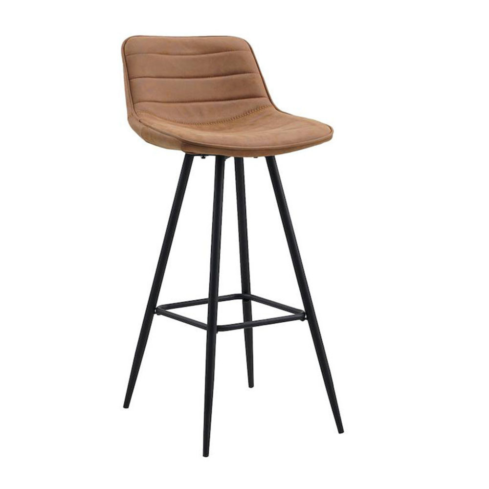 Industrial Bar Stool Jordan Cognac Microfiber Furnwise