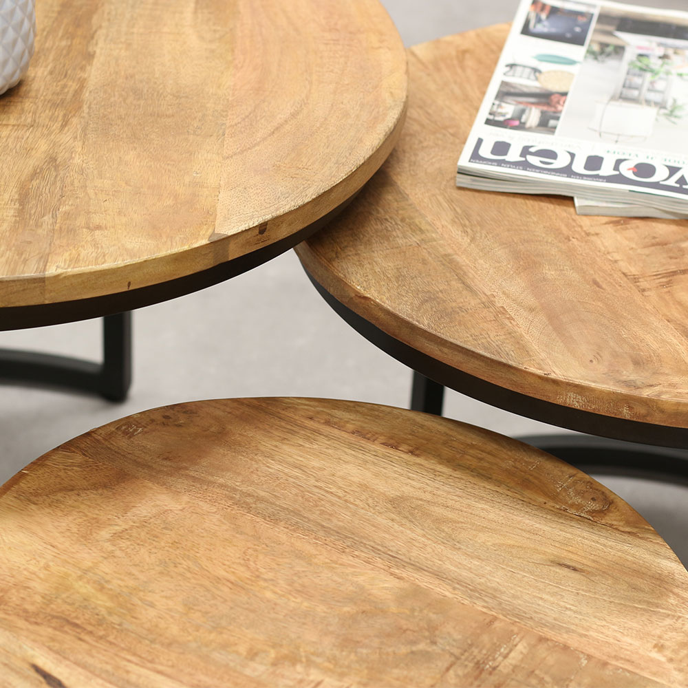 Industrial Coffee Table Cambridge Set Of 3 Solid Wood Furnwise