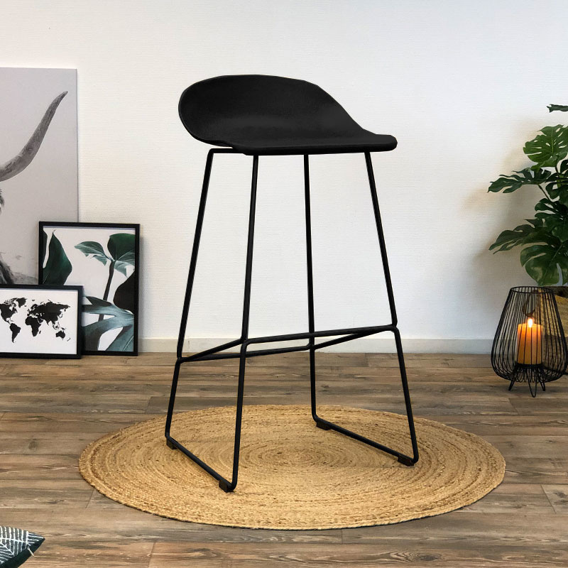 Modern Bar Stool Erica Black H66 cm Furnwise