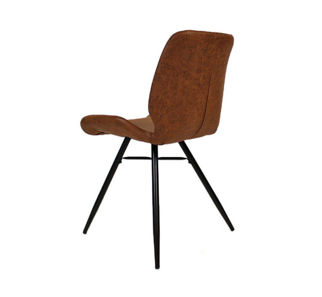Industrial Dining Chair Barrel Cognac Eco-Leather - Furnwise
