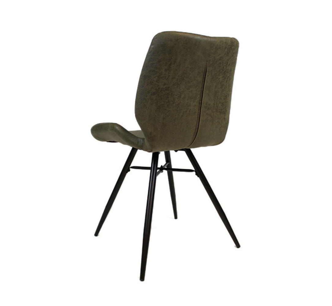 Industrial Dining Chair Barrel Green EcoLeather Furnwise